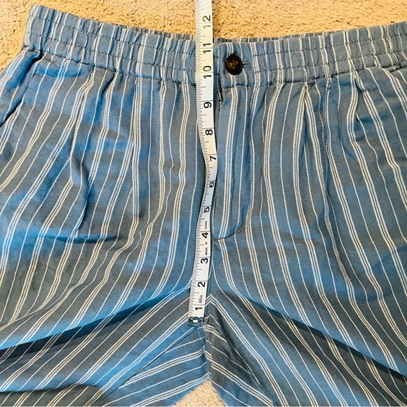 Madewell Striped Linen Blend Track Trouser Pants Pleated Blue Size Medium - Picture 8 of 10